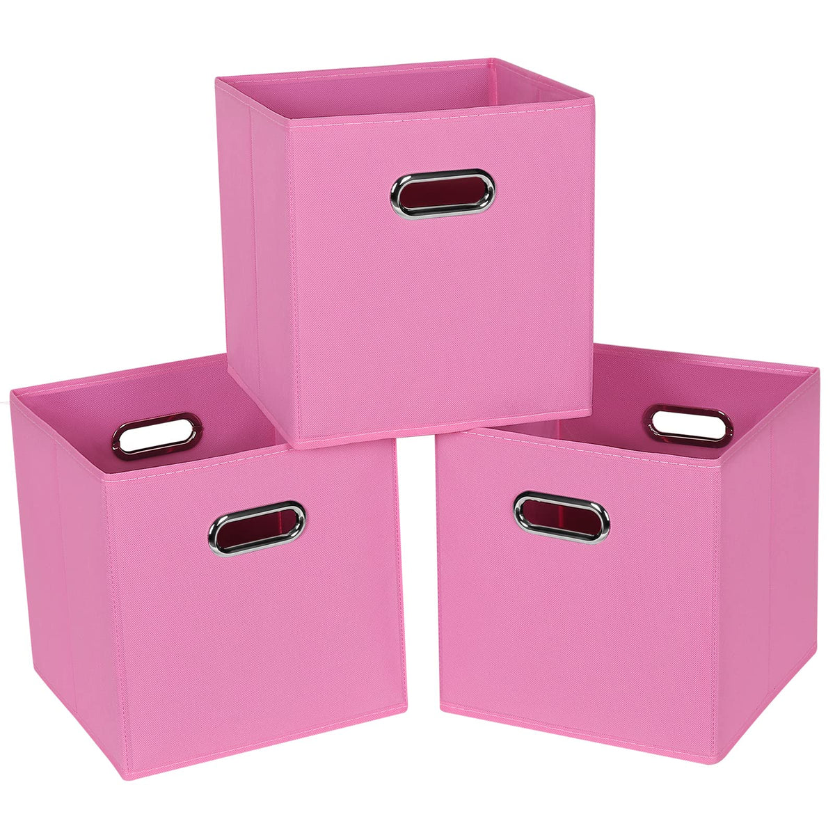 Fabric Cloth Storage Bins,Cube Organizer with Dual Handles Foldable Baskets for Home Bedroom,Set of 3, Black