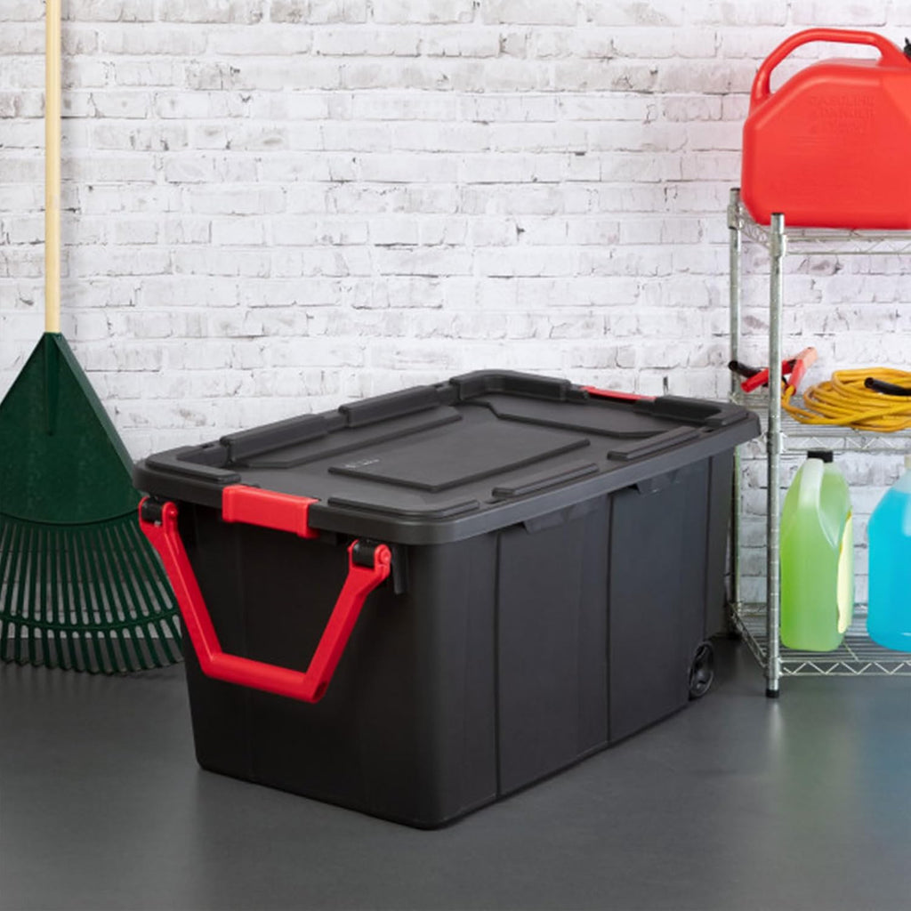 Sterilite Industrial Storage Tote w/Wheels for Garage, 40 Gallon, 8-Pack