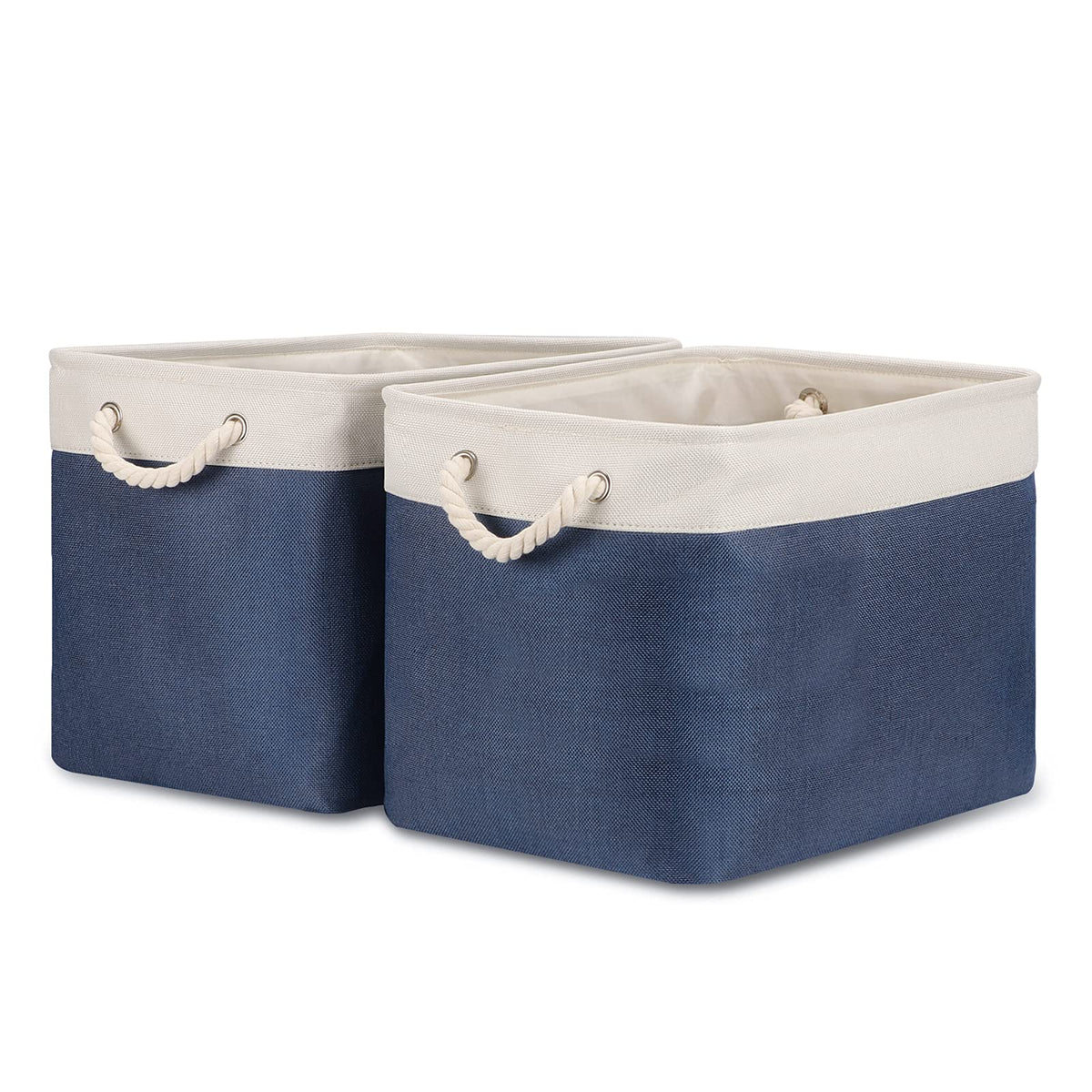 Bidtakay Baskets Set of 3 Storage Baskets for Organizing Large Fabric Storage Bins for Shelves Decorative Canvas Bins Collapsible Empty Baskets for Closet,Nursery,Clothes,Toys,Shoes(White&Grey)