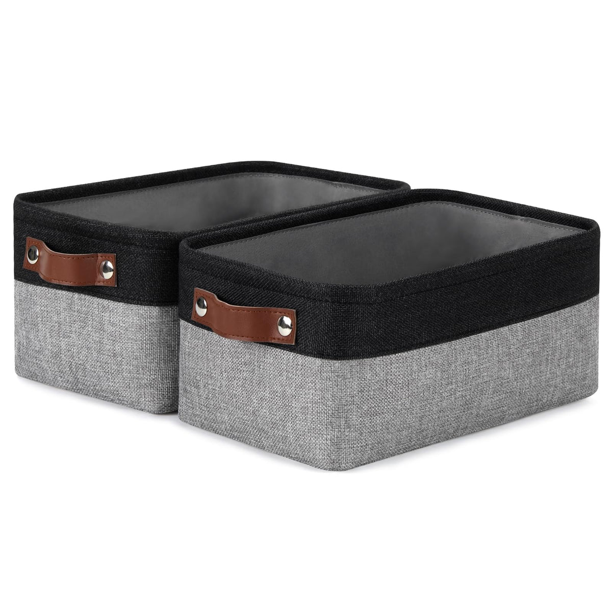 DULLEMELO Extra Large Storage Baskets, Fabric Storage Bins for Organizing Shelves Nursery Toys Books, Closet Baskets and Bins with Handles, Black&Grey, 2-Pack