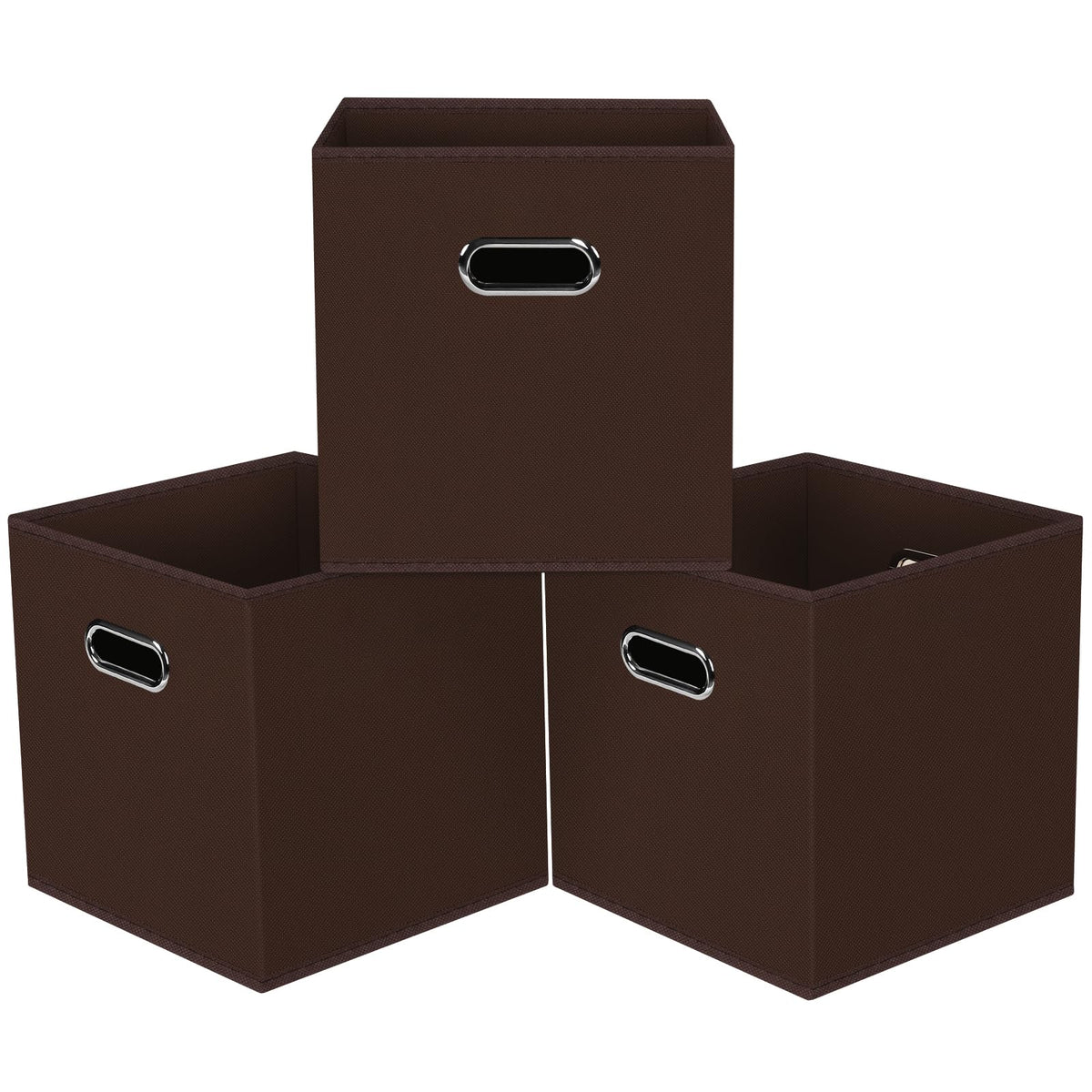 Black Foldable Storage Cubes Bins , Fabric Storage Box Cubes Organizer Baskets with Dual Handles for Home Organizer (Black)