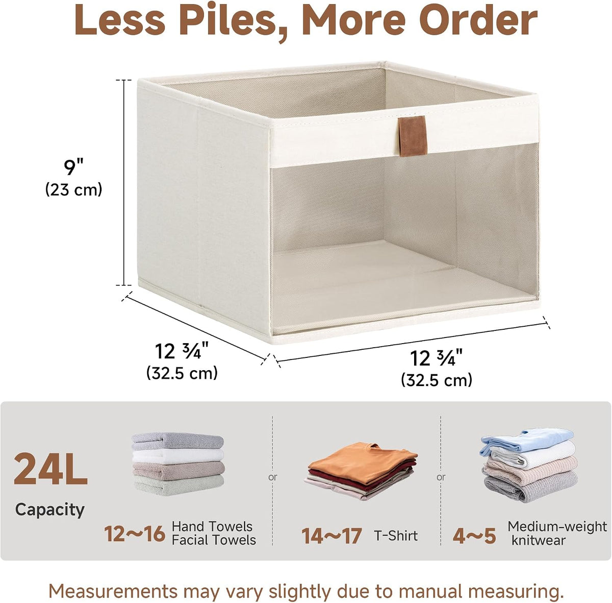 StorageWorks Fabric Storage Bins with Clear Window, Beige, 3-Pack