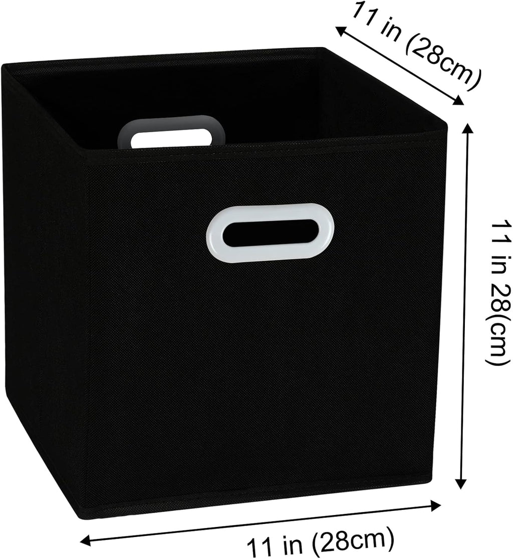 Fabric Cloth Storage Bins,Cube Organizer with Dual Handles Foldable Baskets for Home Bedroom,Set of 3, Black