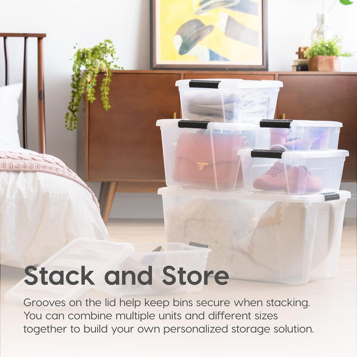 IRIS USA 4-Pack 32 Quart Storage Bins with Lids, Clear