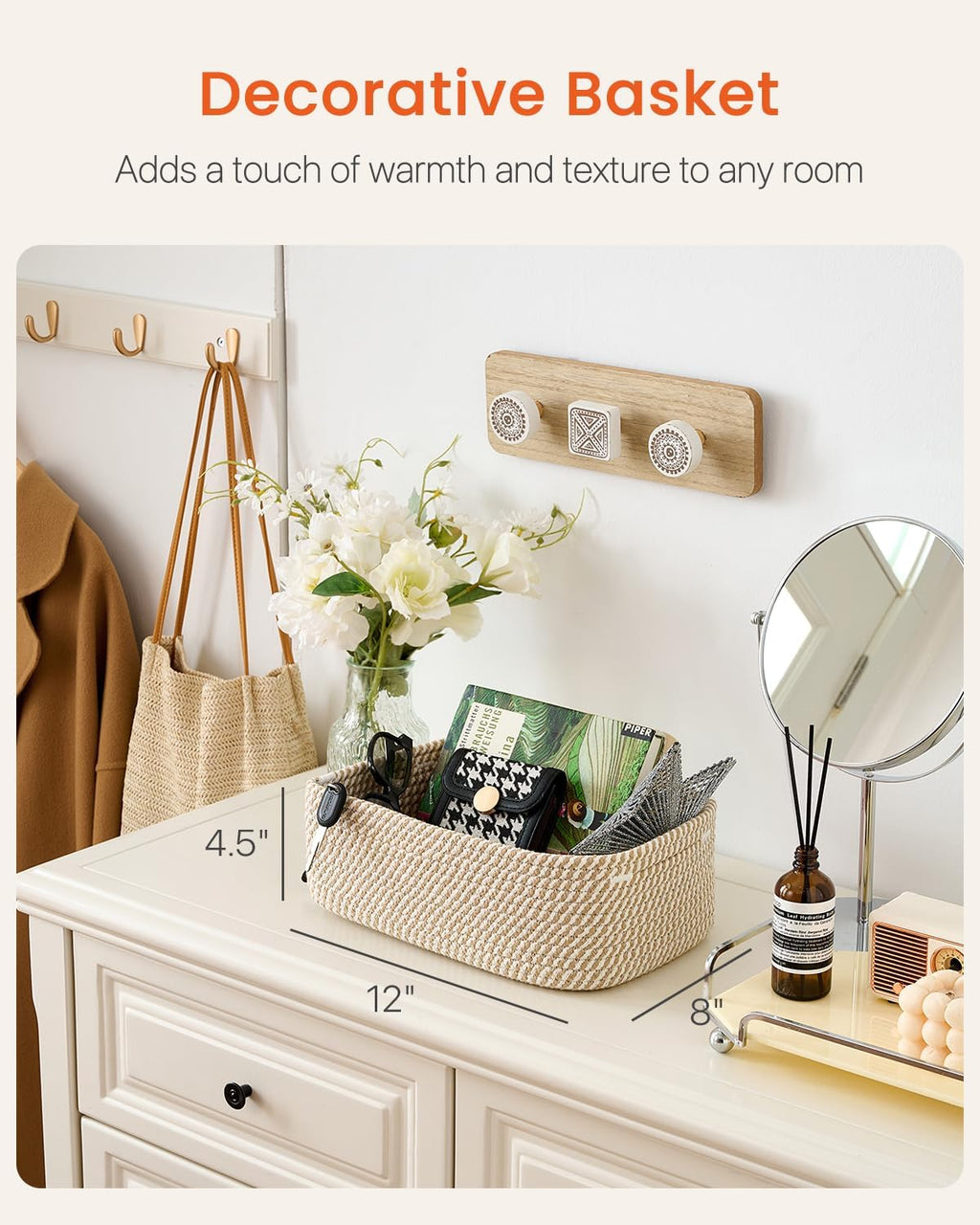 KALLAX Small Woven Storage Basket for Organizing, 12 x 8 x 4.5 inch, 3 Pack
