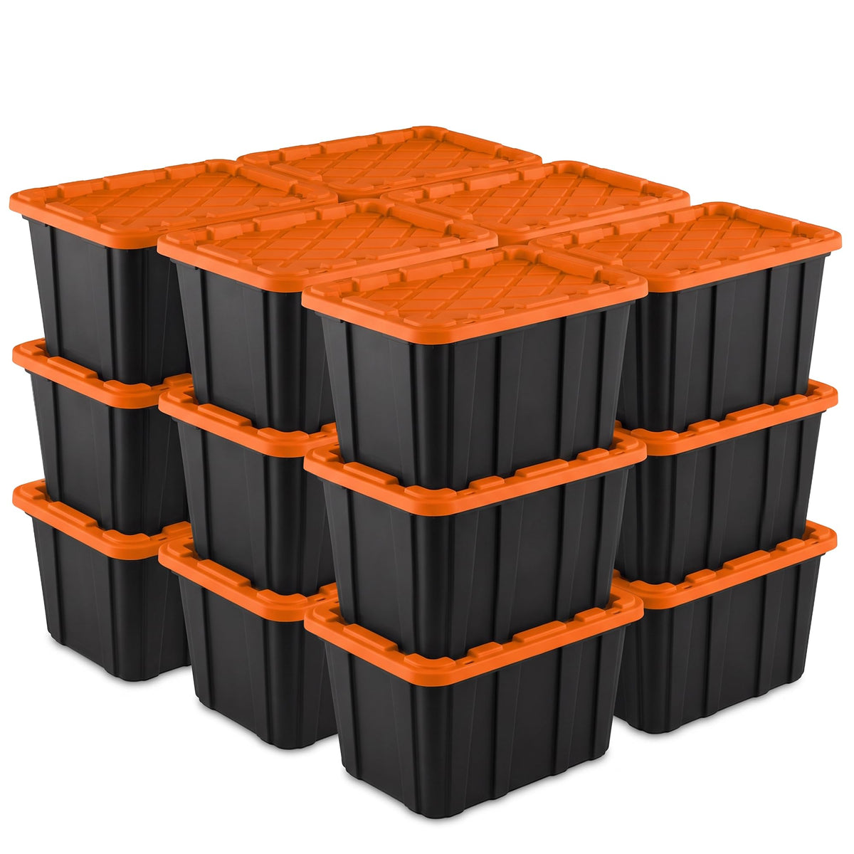 Sterilite Industrial Storage Tote with Lids for Garage, 38 Gallon, 4-Pack