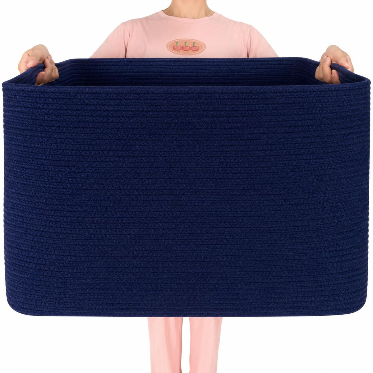 MINTWOOD Design 112L Extra Large Blanket Basket Holder Living Room, 25"x17"x16" Rectangle Rope Woven Storage Basket with Handles for Laundry, Towels, Shoes, Dog Toy Organizer Bin Box, Oatmeal Brown