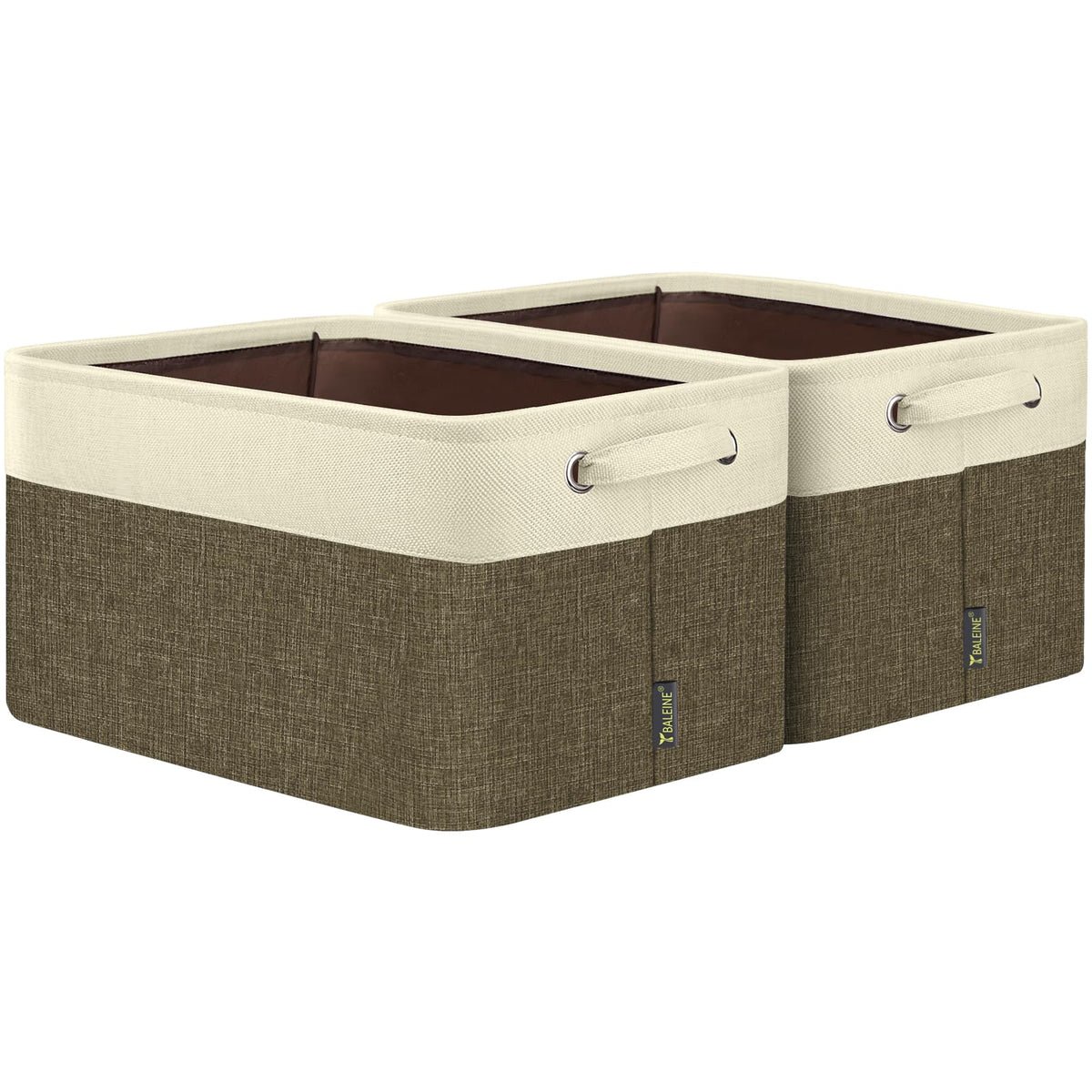 BALEINE 3 Pack Fabric Closet Storage Bins for Shelves, Linen Closet Organizers and Storage, Decorative Baskets for Organizing, Shelf, Clothes, Home, Office (Grey, 15"x11"x9.5")