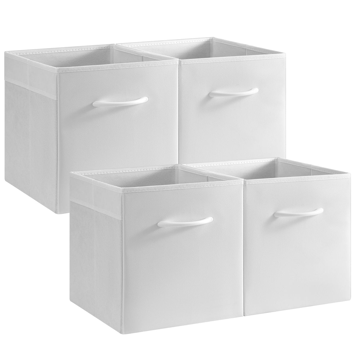 StorageWorks Black Storage Bins, Leather Storage Baskets, Large, 4-Pack