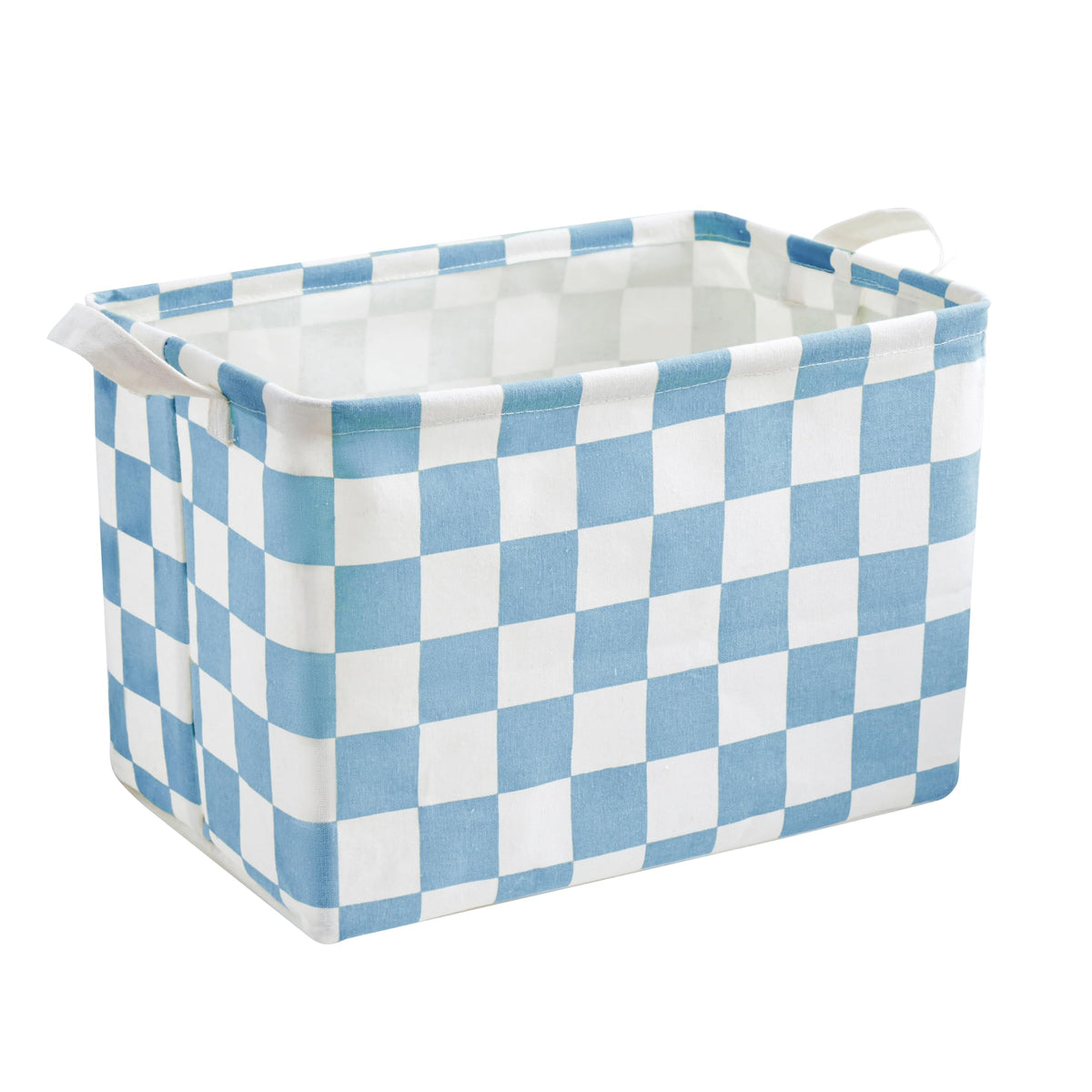 Ohocut Sage Green Checkered Canvas Basket, Rectangular Organizing Decorative Storage Basket for Kids, Dog Toy, Cute Aesthetic Checkered Room Decor for Home, Kitchen, Bedroom, Classroom, Shelves