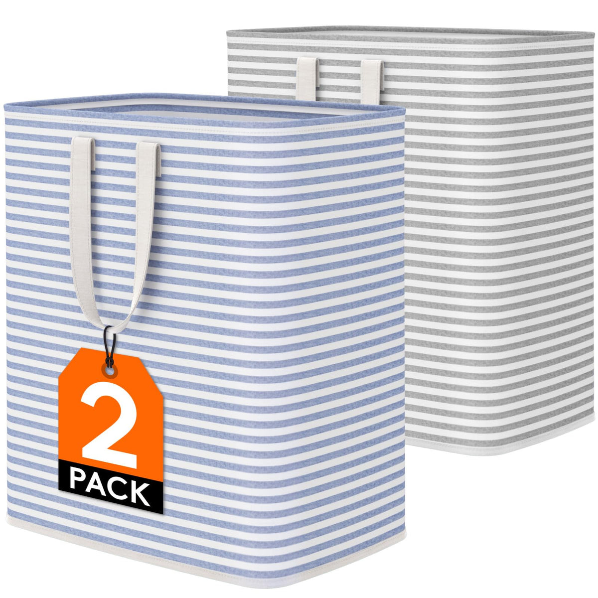 Lifewit 80L Large Laundry Baskets, 2 Pack, Reinforced Handles, Grey
