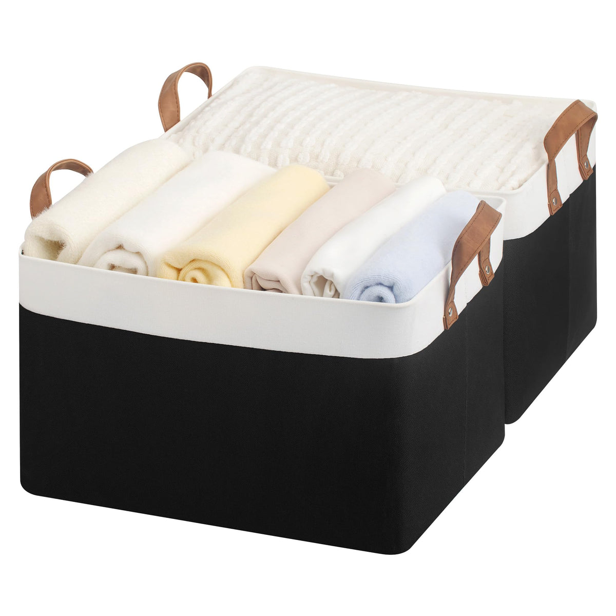 StorageWorks Linen Closet Organizers, Fabric Storage Bin, Beige, 2-Pack