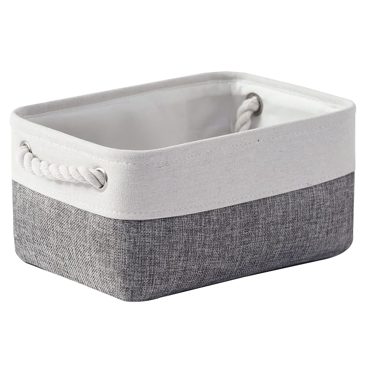 TheWarmHome Storage Basket for Organizing - Medium 3 Pack 14x10x7 inch Fabric Storage Cubes for Shelves with Rope, Collapsible Storage Bin for Organizer Closet Cloth Gift Toy (White & Jean Blue)