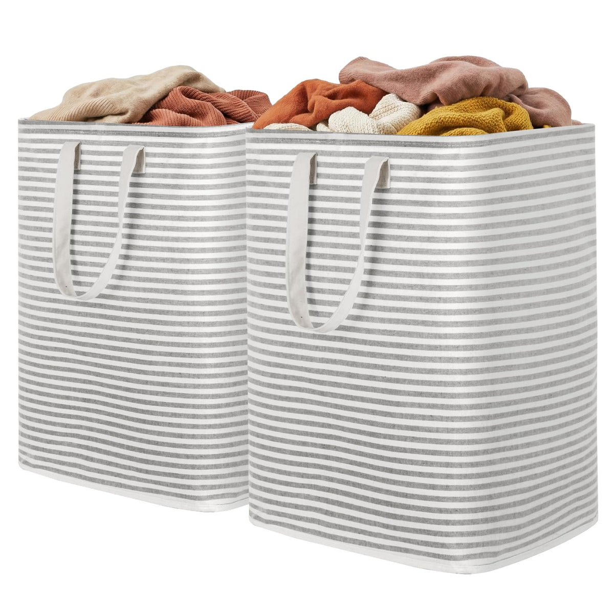 Lifewit 80L Large Laundry Baskets, 2 Pack, Reinforced Handles, Grey