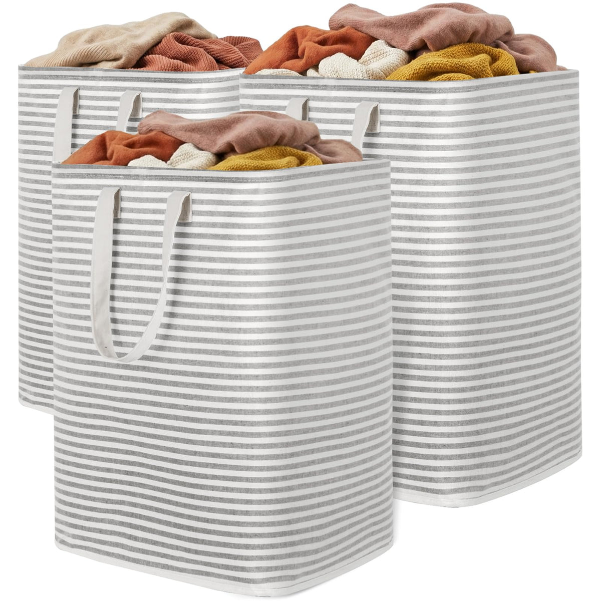 Lifewit 80L Large Laundry Baskets, 2 Pack, Reinforced Handles, Grey