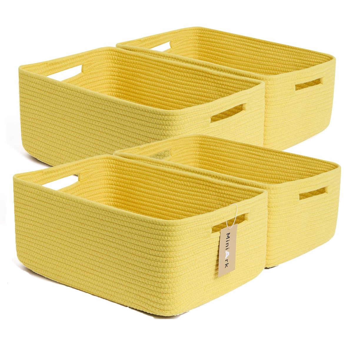 MiniArk Large Storage Baskets for Shelves, 17 x 13 x 7.5” Closet Organizers Bins for Clothes Blanket Towels, Baby Nursery, Toy Baskets Box, Woven Rope Baskets, 2 Packs Gradient Brown