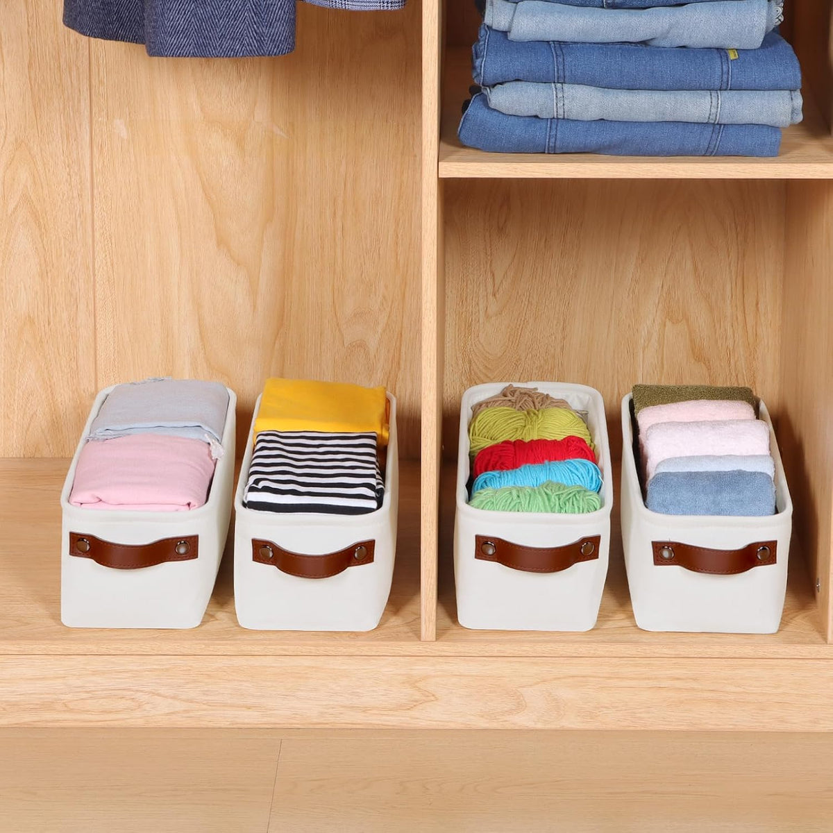 Small Fabric Storage Bins, Narrow Storage Baskets for Organizing