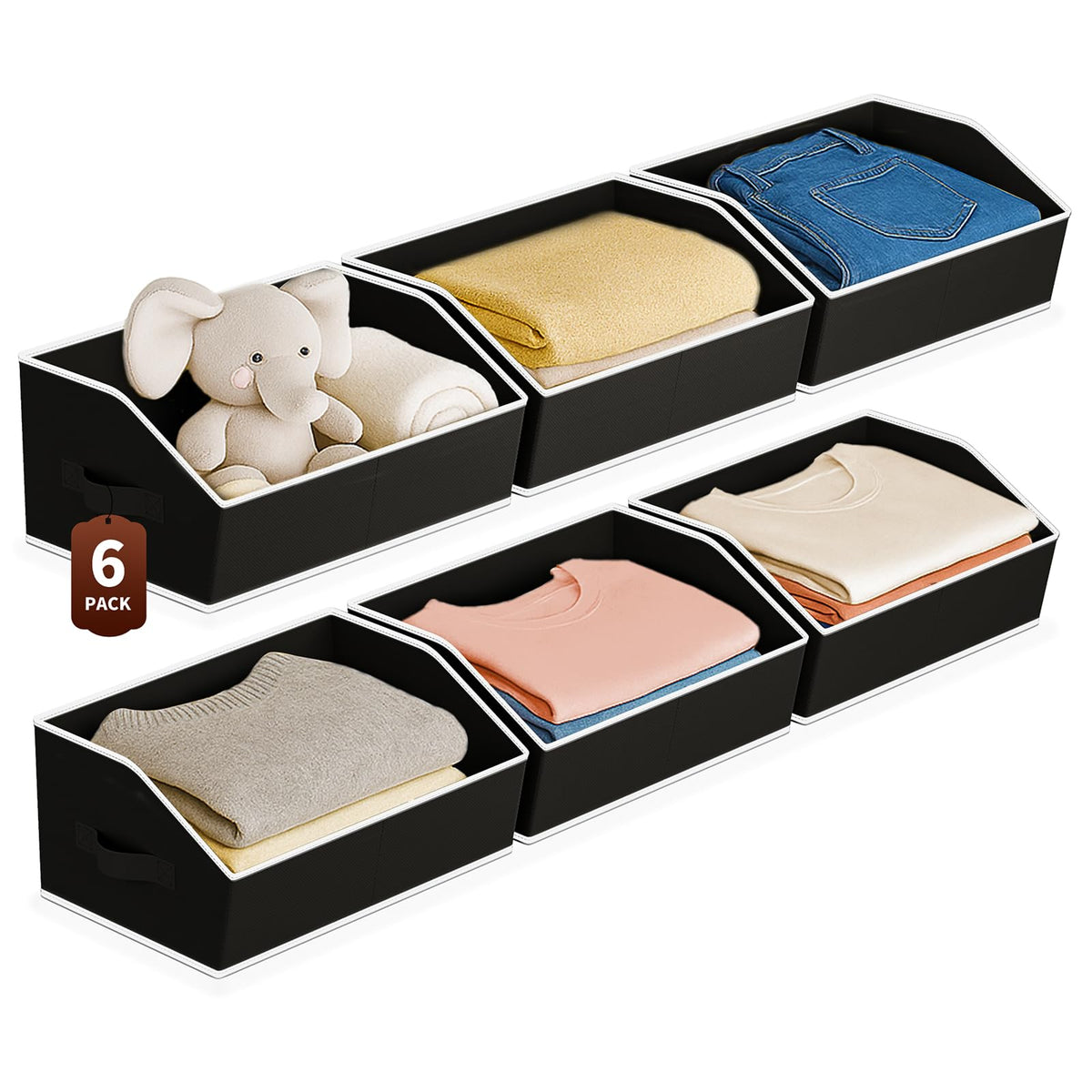 Homsorout Large Closet Organizers and Storage Bins - 8 Pack Trapezoid Storage Baskets for Shelves, Foldable Fabric Baskets with Handles Ideal for Closet, Basket, Wardrobe and Shelf Storage, Beige