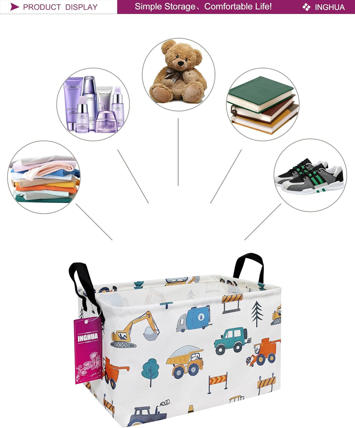 Rectangular Vehicles Storage Basket Fabric