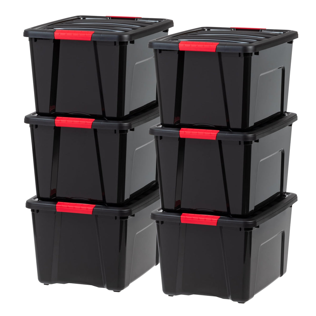 IRIS USA 6-Pack 32 Quart Storage Bins with Lids, Black