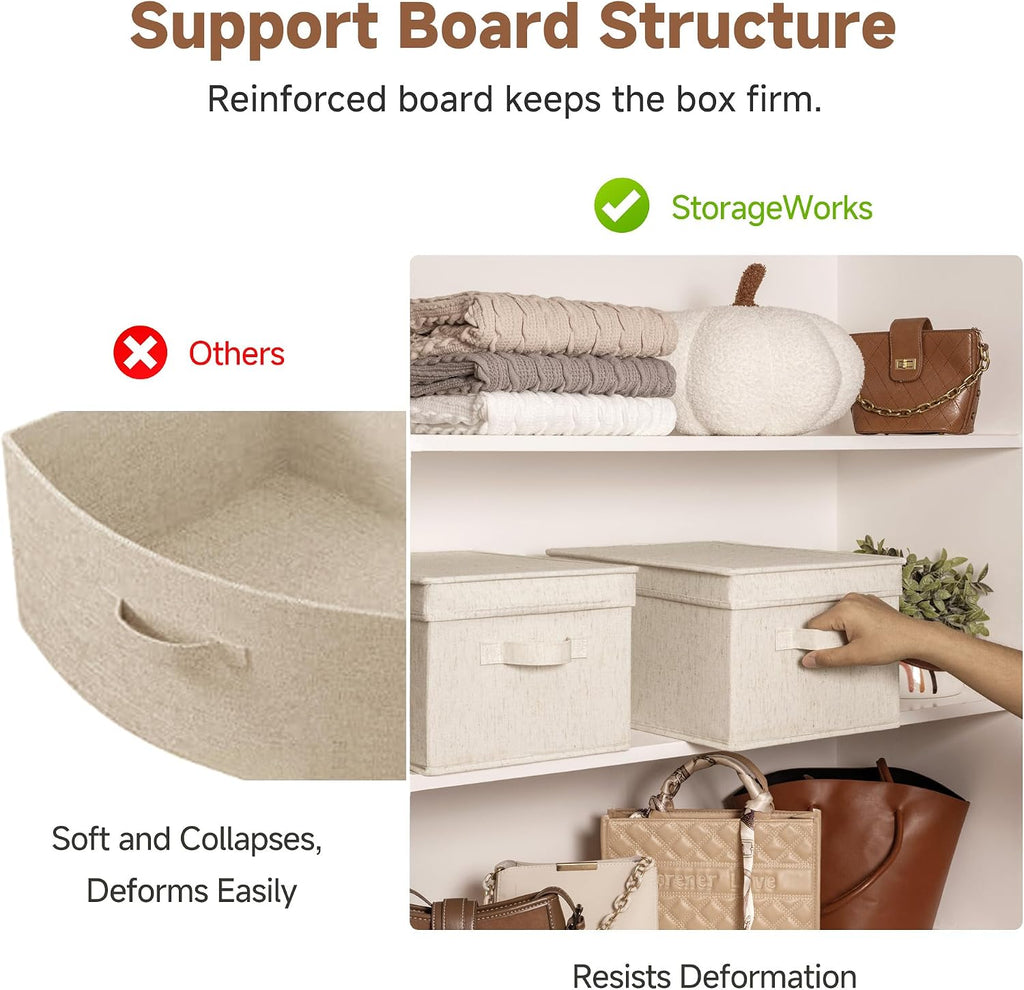 StorageWorks Fabric Storage Bins, Storage Basket with Lid, Closet Bins