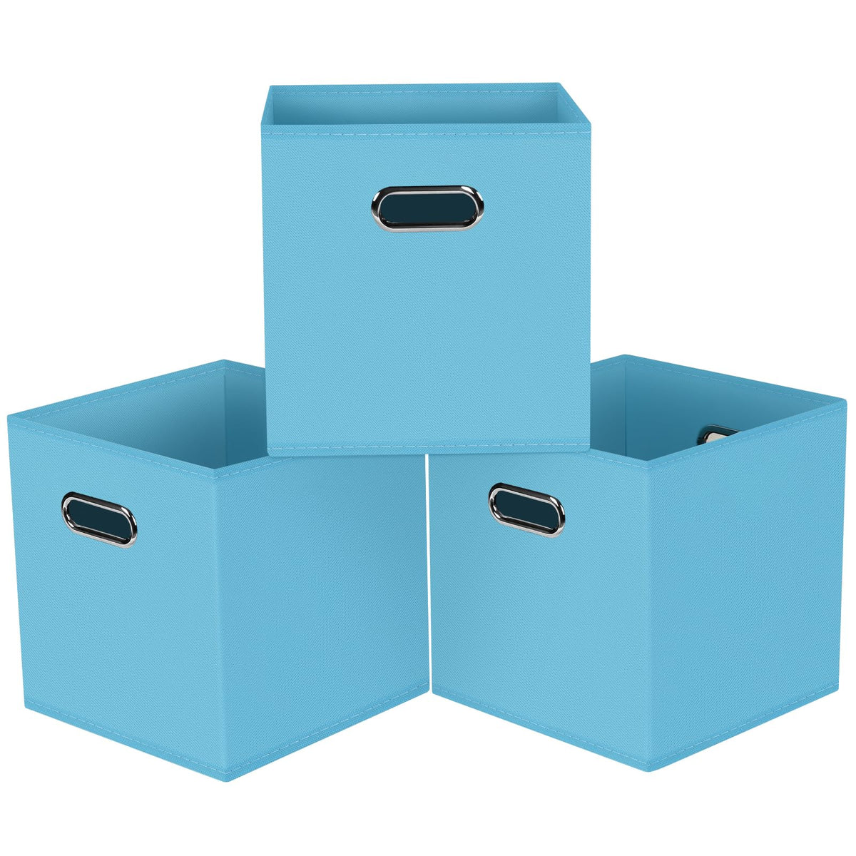Black Foldable Storage Cubes Bins , Fabric Storage Box Cubes Organizer Baskets with Dual Handles for Home Organizer (Black)