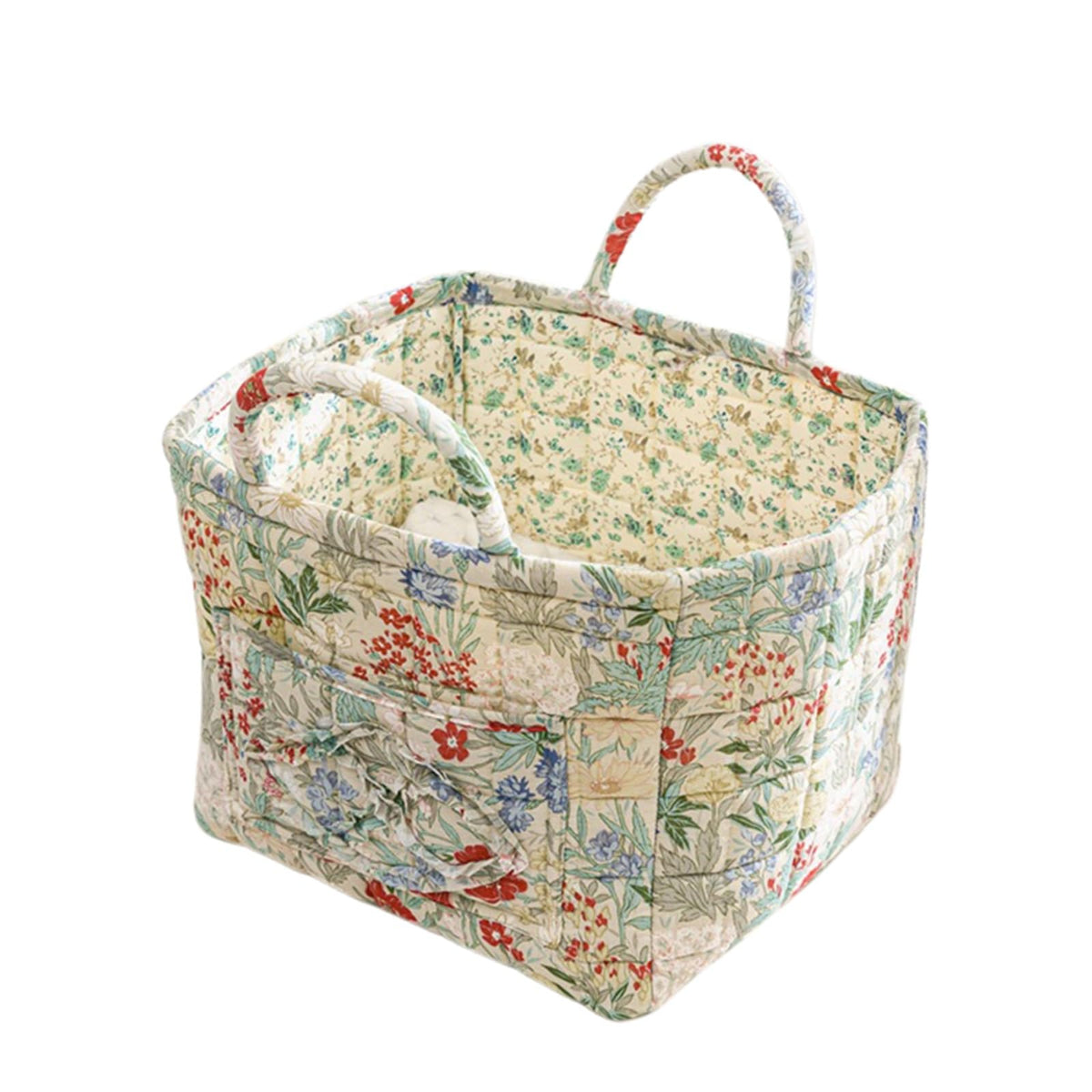Boho Fabric Storage Basket, Large Capacity Laundry Basket, 12.2'' x 10.23'' x 10.23'' Collapsible Laundry Hamper with Easy Carry Handles (B Multi-Color 1, L)