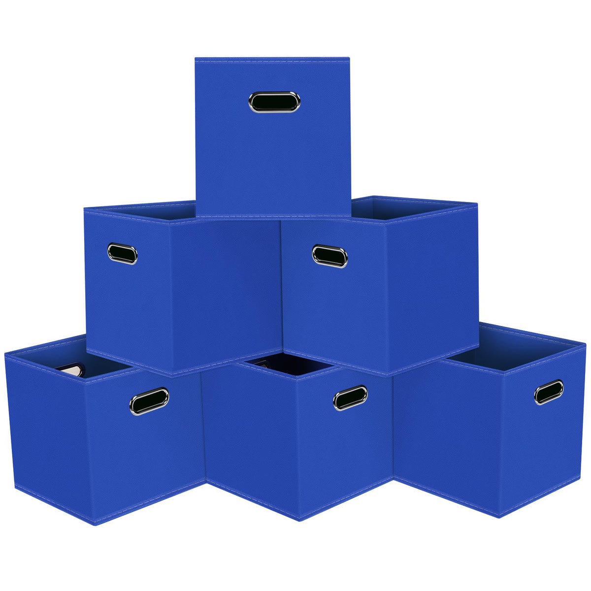 Black Foldable Storage Cubes Bins , Fabric Storage Box Cubes Organizer Baskets with Dual Handles for Home Organizer (Black)