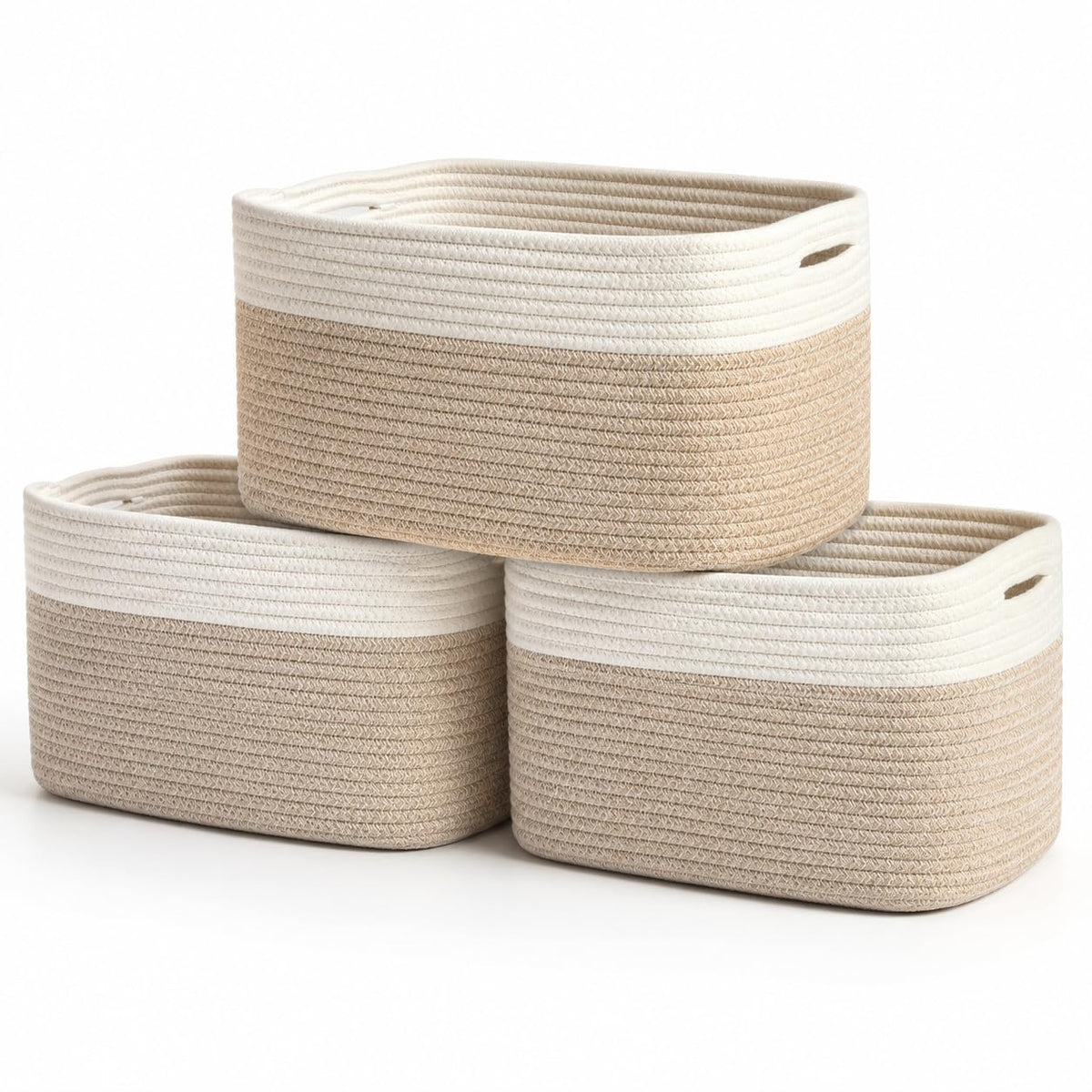 OrganiHaus Rainbow Baskets for Shelves, Set of 3, 15x9x10