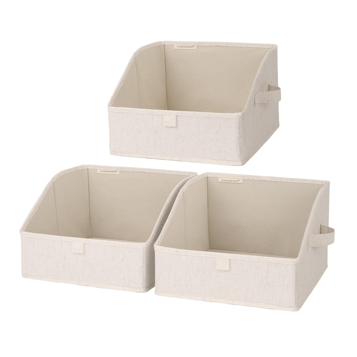 StorageWorks Closet Storage Bins Trapezoid, Beige, Small, 3-Pack