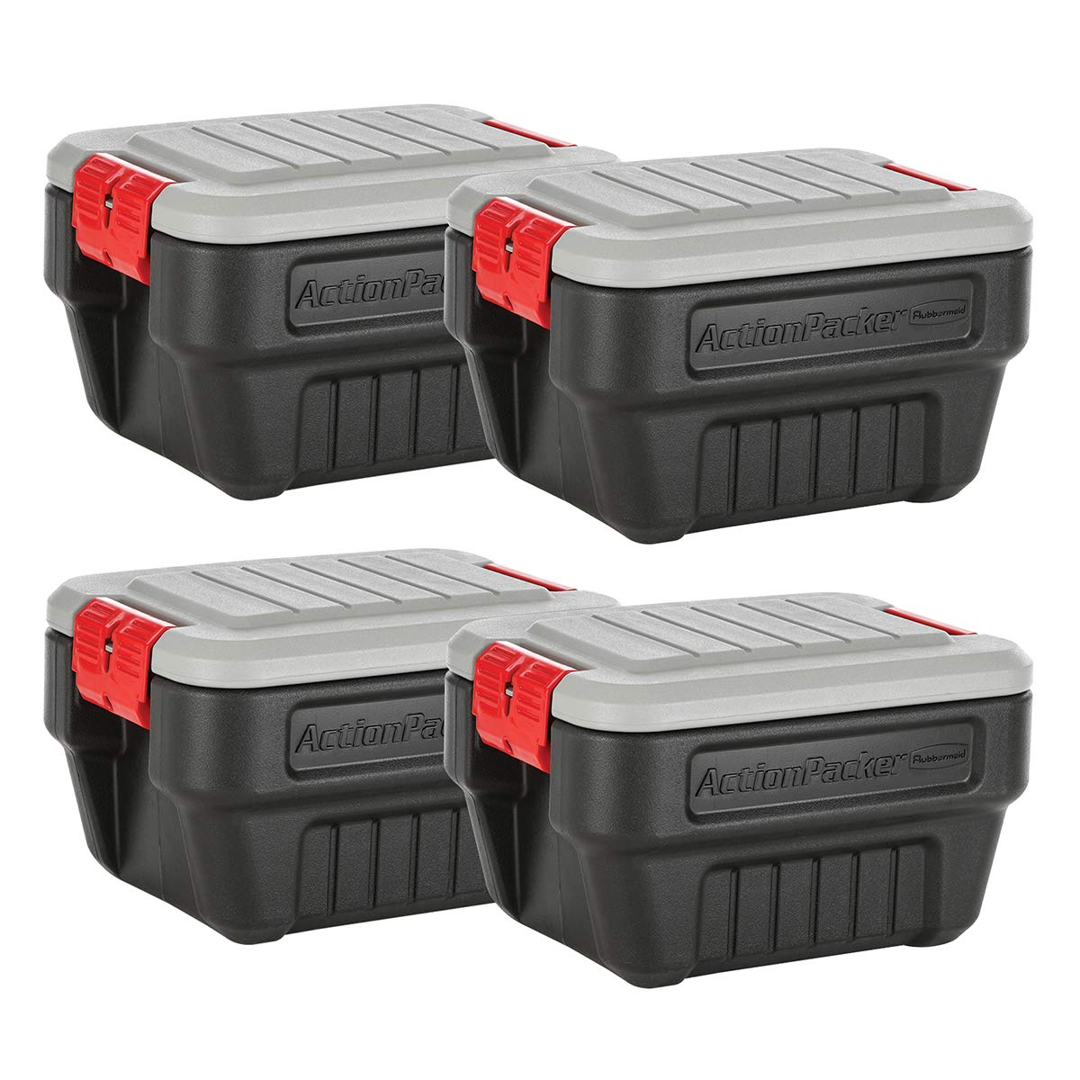 Rubbermaid 48 Gallon Black Action Packer Lockable Latch Indoor and Outdoor Storage Box Container for Home, Garage, Backyard, Single
