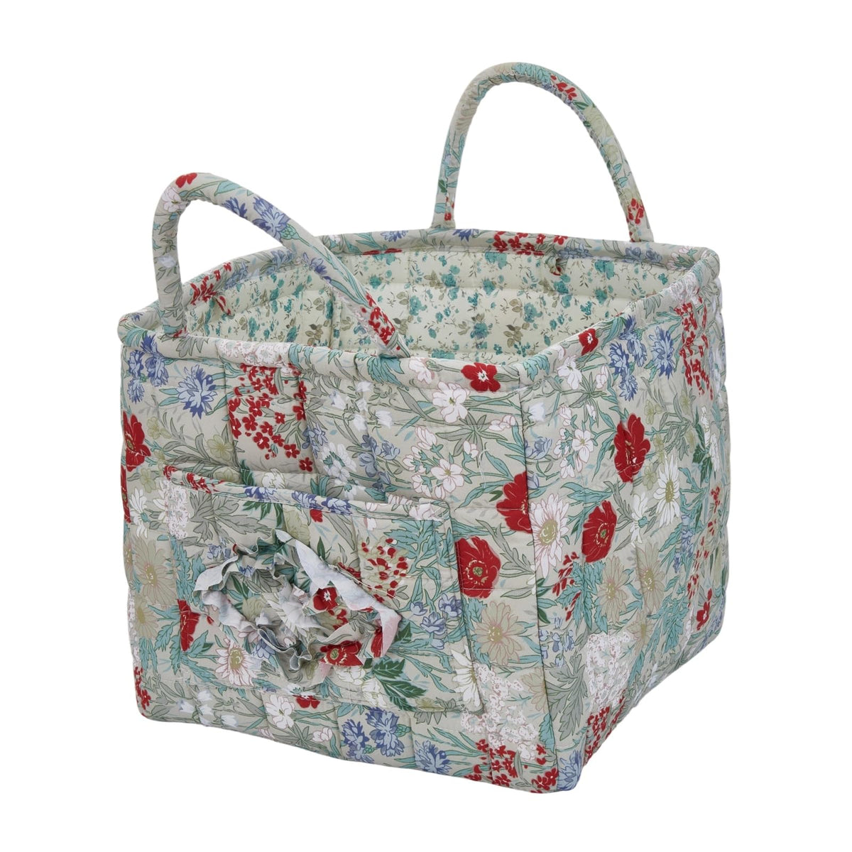 Boho Fabric Storage Basket, Large Capacity Laundry Basket, 12.2'' x 10.23'' x 10.23'' Collapsible Laundry Hamper with Easy Carry Handles (B Multi-Color 1, L)