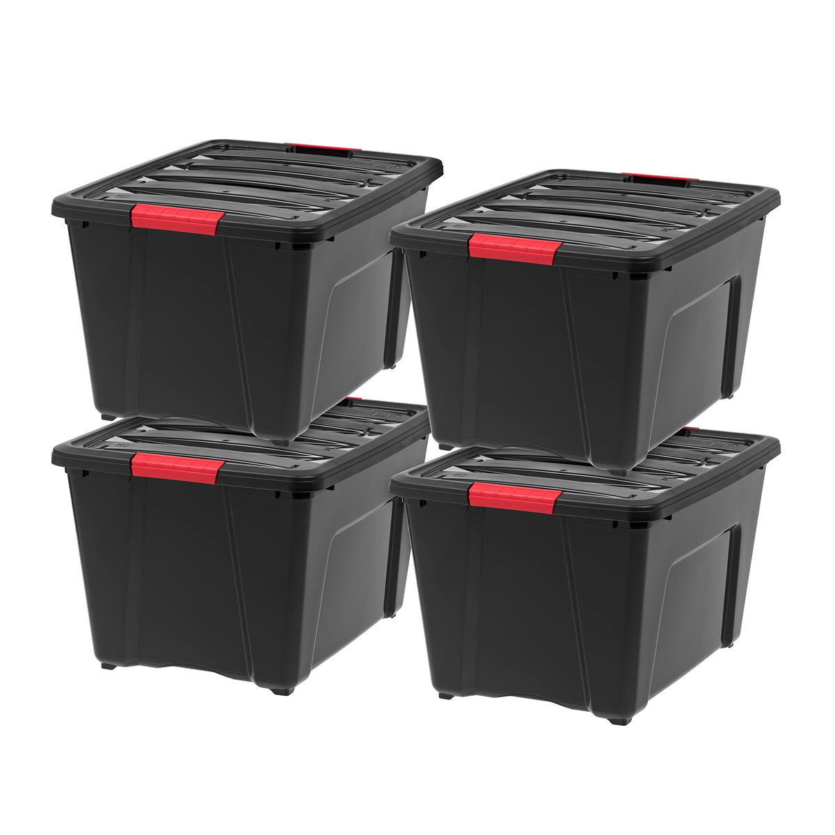 IRIS USA 6-Pack 32 Quart Storage Bins with Lids, Black