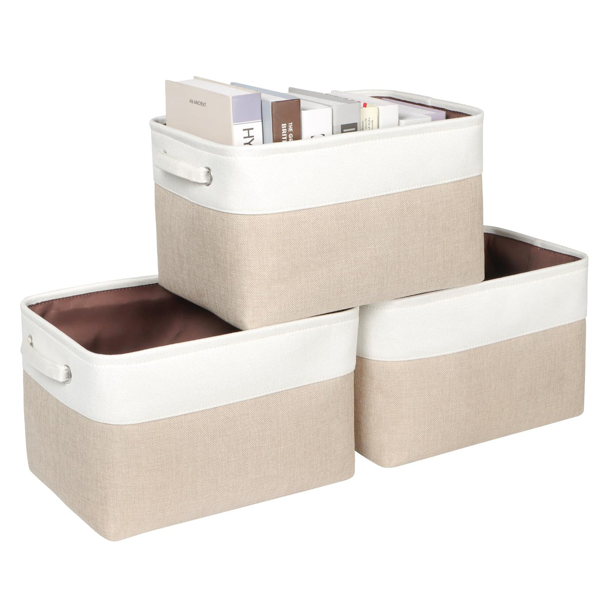 Foldable Storage Bin Collapsible Basket 12" x 10" x 9.5" Cube Storage Organizer Bins with Dual Carry Handles for Home Closet Shelves Drawers Organizer, Set of 3, Grey