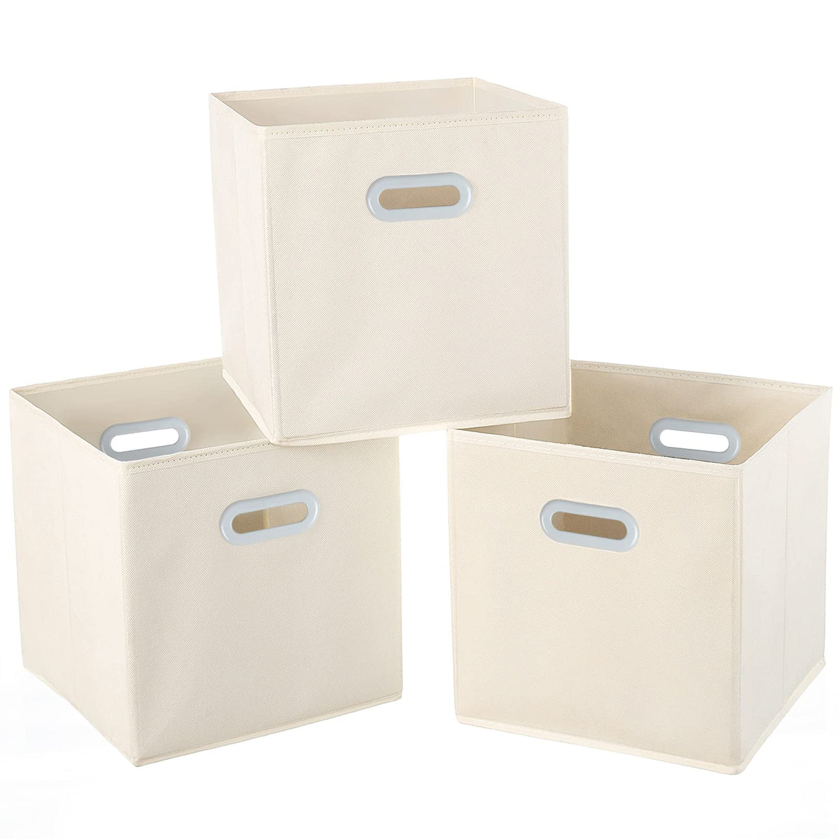 Fabric Cloth Storage Bins,Cube Organizer with Dual Handles Foldable Baskets for Home Bedroom,Set of 3, Black