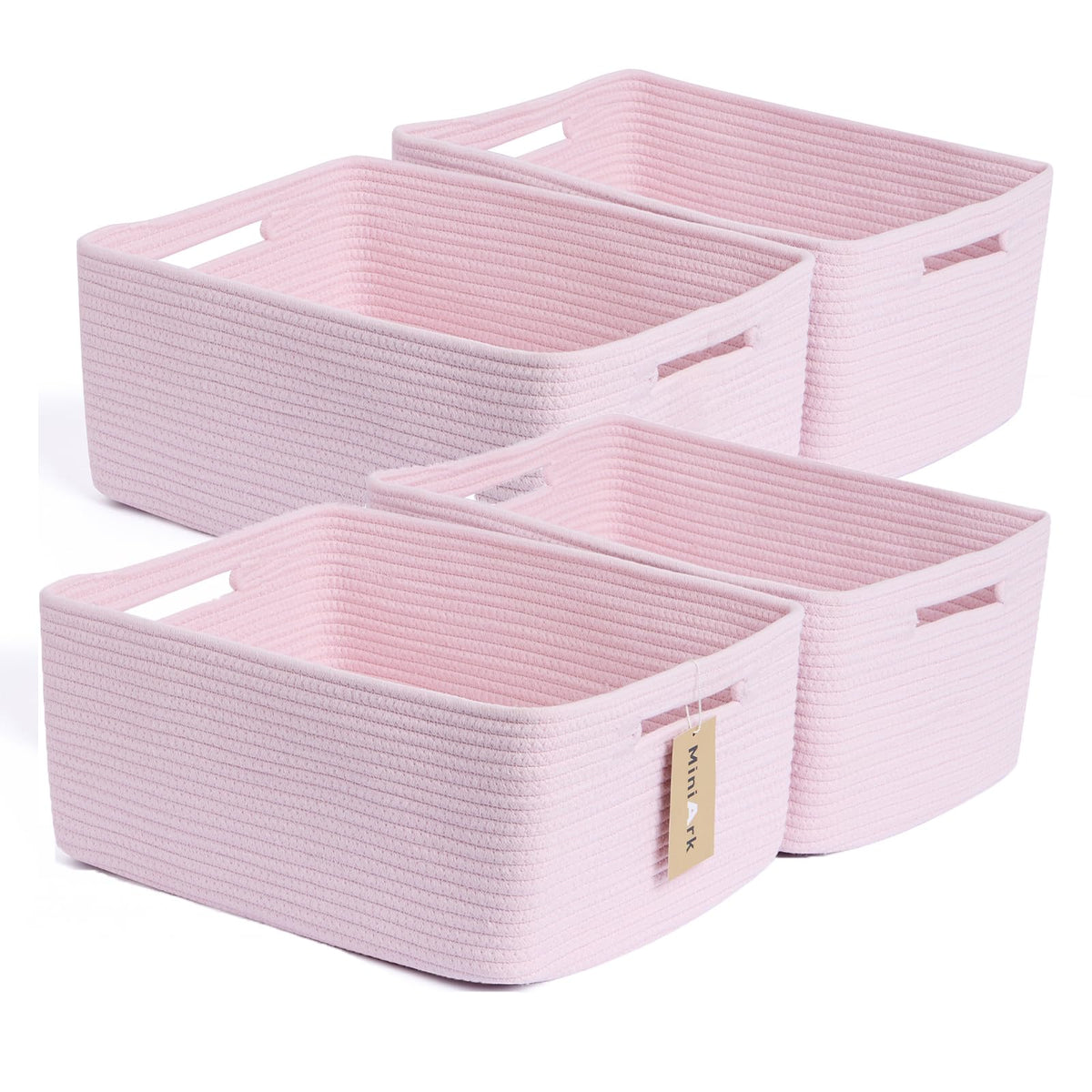 MiniArk Large Storage Baskets for Shelves, 17 x 13 x 7.5” Closet Organizers Bins for Clothes Blanket Towels, Baby Nursery, Toy Baskets Box, Woven Rope Baskets, 2 Packs Gradient Brown
