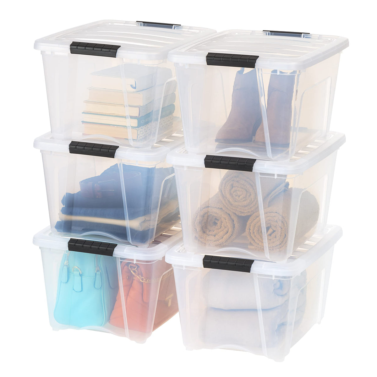 IRIS USA 4-Pack 32 Quart Storage Bins with Lids, Clear