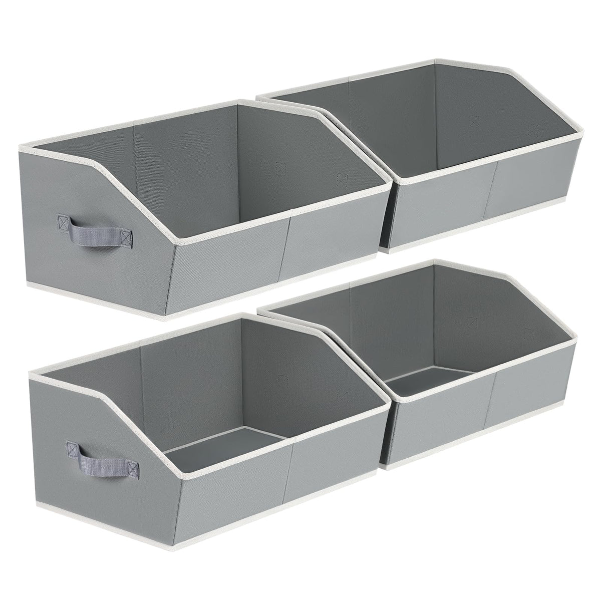 Homsorout Closet Organizers Bins 6 Packs - Large Closet Shelf Organizer with Handles, Fabric Trapezoid Storage Bins, Collapsible Storage Cubes for Clothes, Towels, Light Gray