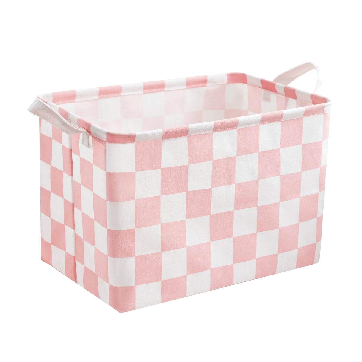 Ohocut Sage Green Checkered Canvas Basket, Rectangular Organizing Decorative Storage Basket for Kids, Dog Toy, Cute Aesthetic Checkered Room Decor for Home, Kitchen, Bedroom, Classroom, Shelves