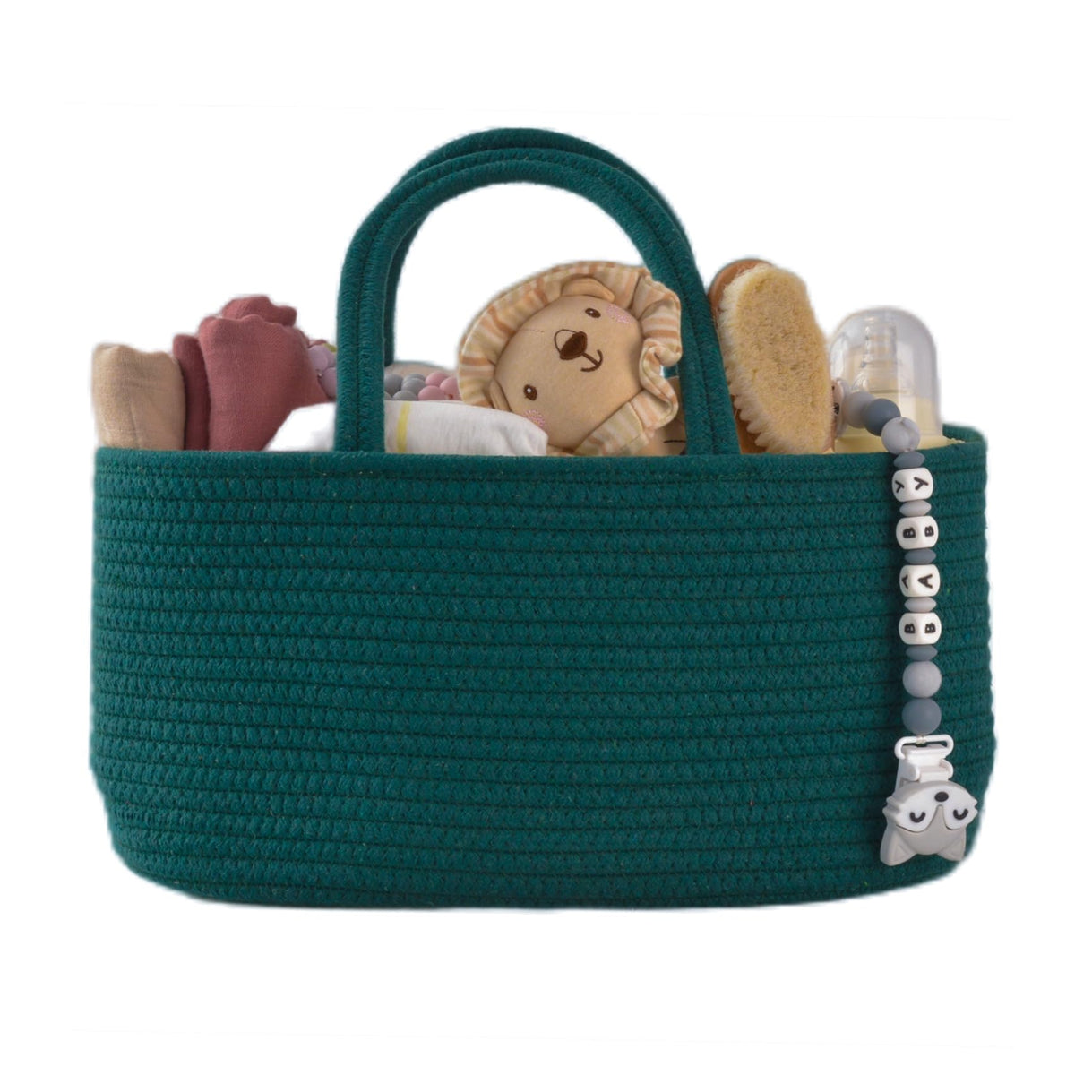 XUANGUO Cotton Rope Baby Diaper Caddy Organizer Basket Light Green