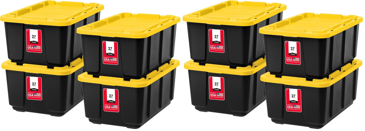 IRIS USA 4-Pack 27 Gal Heavy Duty Storage Tote Bins with Lids, Gray