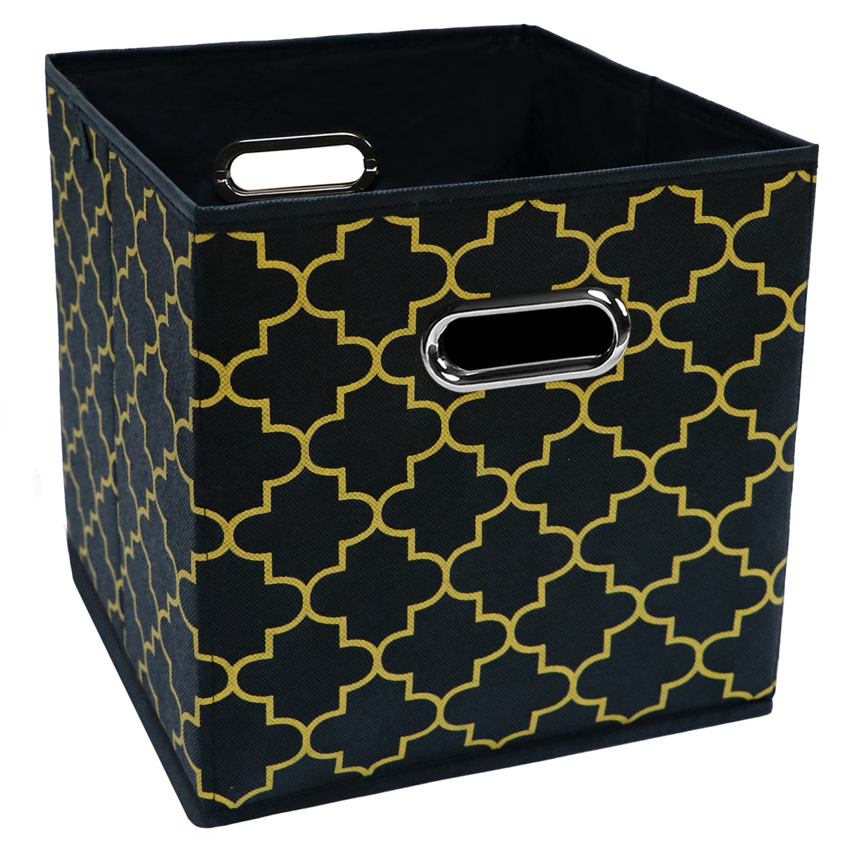 Black Foldable Storage Cubes Bins , Fabric Storage Box Cubes Organizer Baskets with Dual Handles for Home Organizer (Black)