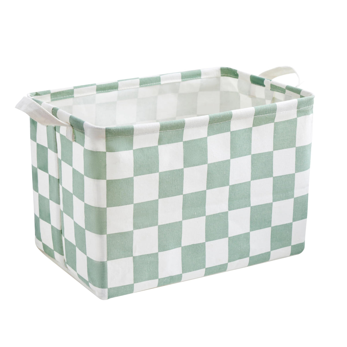 Ohocut Sage Green Checkered Canvas Basket, Rectangular Organizing Decorative Storage Basket for Kids, Dog Toy, Cute Aesthetic Checkered Room Decor for Home, Kitchen, Bedroom, Classroom, Shelves