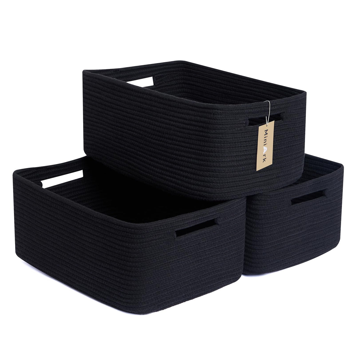 MiniArk Large Storage Baskets for Shelves, 17 x 13 x 7.5” Closet Organizers Bins for Clothes Blanket Towels, Baby Nursery, Toy Baskets Box, Woven Rope Baskets, 2 Packs Gradient Brown