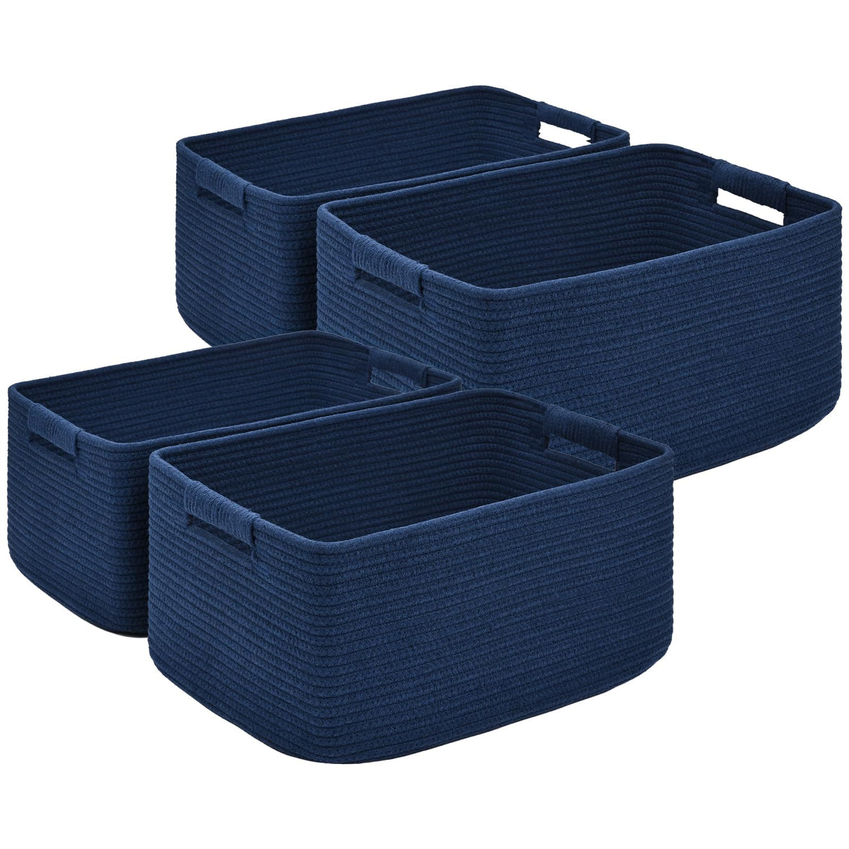 2 Pack Large Storage Basket for Organizing, 17.5"x13"x7" Woven Basket for Shelves, Closet Cube Storage Bins with Wrapped Handle, Cotton Rope Baskets for Kitchen, Clothes, Toys (Natural)