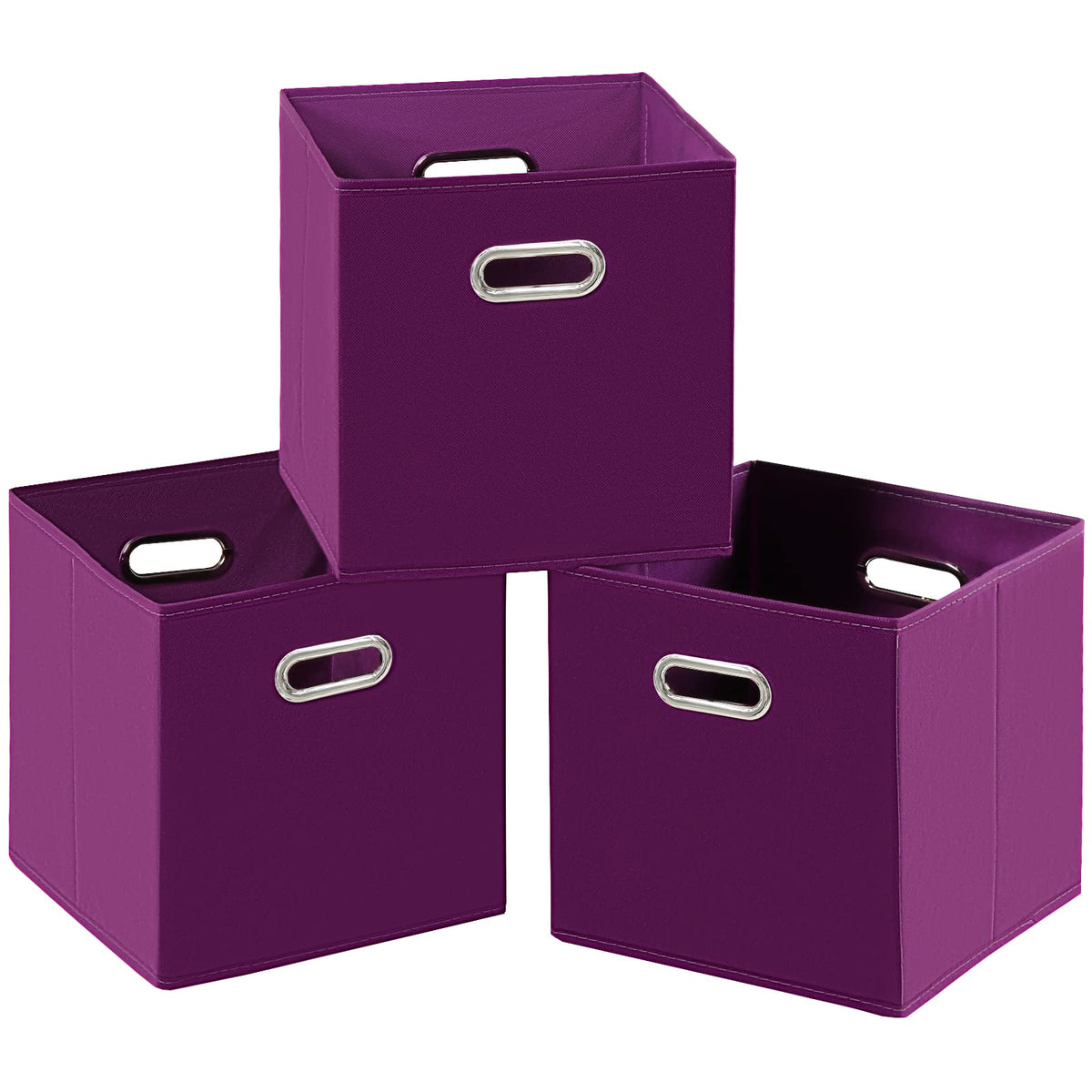 Fabric Cloth Storage Bins,Cube Organizer with Dual Handles Foldable Baskets for Home Bedroom,Set of 3, Black