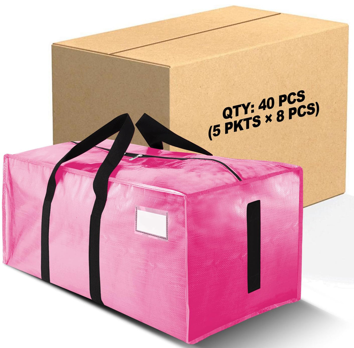 HOMESURE Supports 200lbs Heavy Duty Moving Bags - Strong Zipper & Wrap-Around Handles - Water-Resistant Storage Totes, Durable Alternative to Moving Boxes - 8 Pack - Semi-Transparent