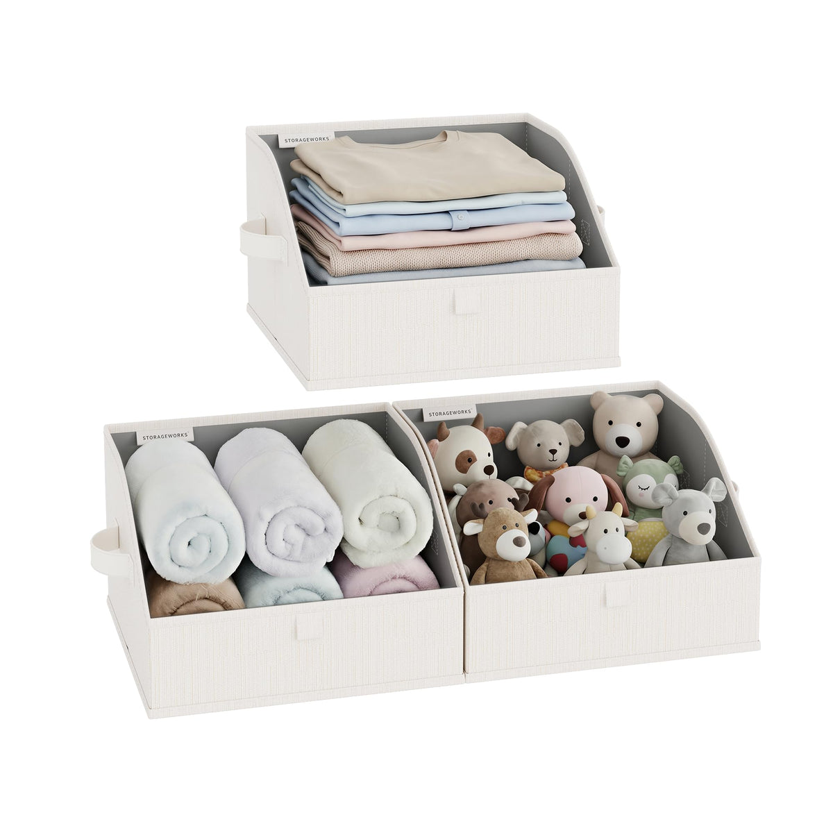 StorageWorks Closet Storage Bins Trapezoid, Beige, Small, 3-Pack