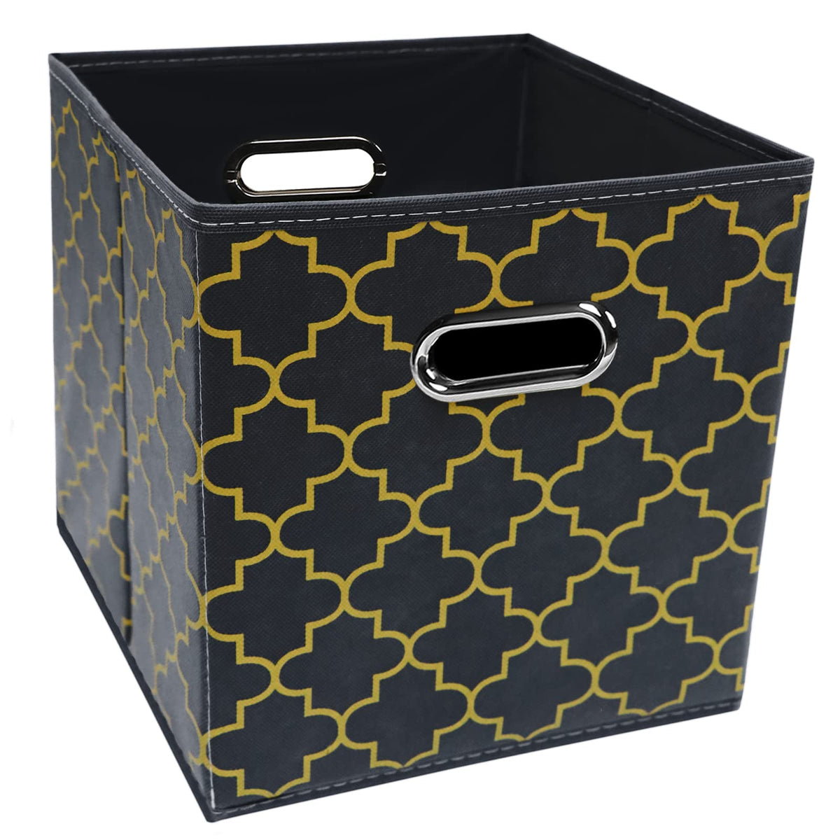 Black Foldable Storage Cubes Bins , Fabric Storage Box Cubes Organizer Baskets with Dual Handles for Home Organizer (Black)
