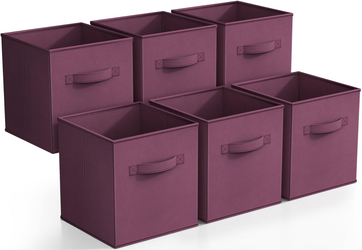 Sorbus Fabric Storage Cubes, 6-Pack Foldable Bins (11 Inch, Dark Green)